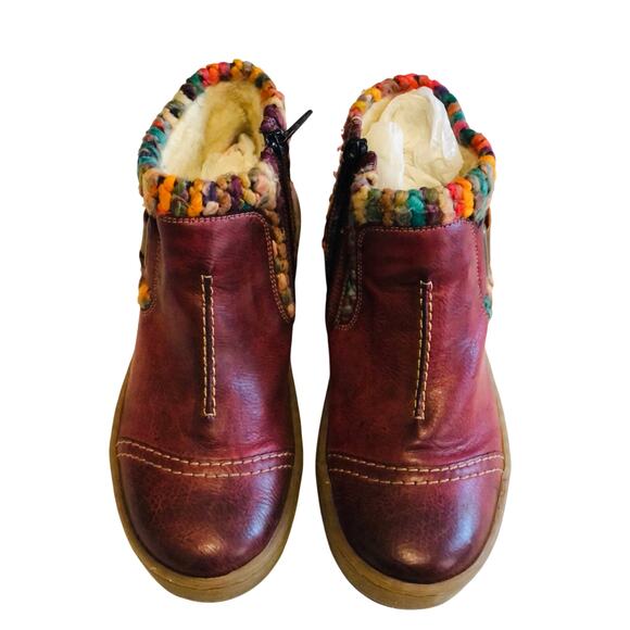 Vegan Leather Ankle Boots Size E36 US 5-5.5 Rieker Felicitas Wine Burgundy Boho - Picture 4 of 6